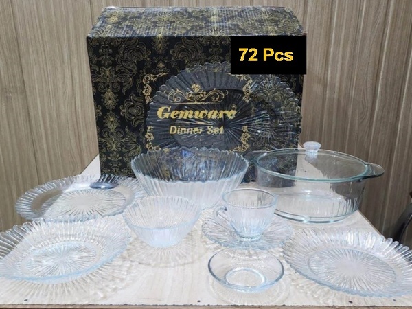 Tempered Glass Dinner Set Sunny (72 Pcs) مائکروویو اوون میں استعمال ہونے والے img