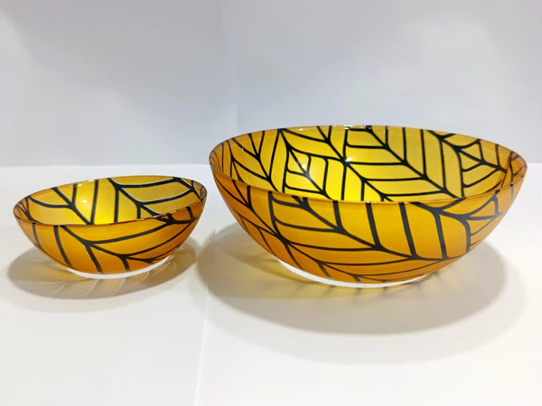 Bowl Set Printed Golden Black 7 pcs img