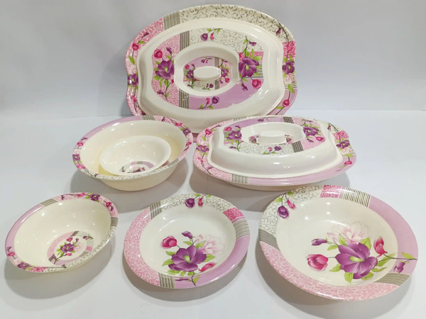 Dinner Set Melamine 12 person Pink 3 img