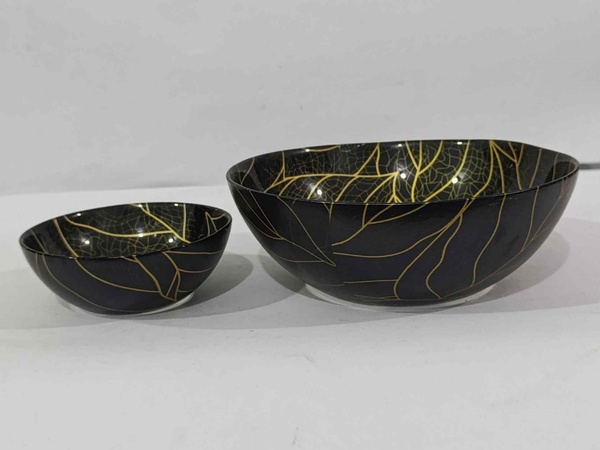 Bowl Set Printed Black, Golden Line  7 Pcs img