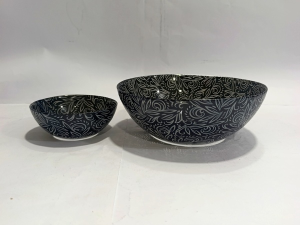 Bowl Set Printed Blue Black  7 pcs img