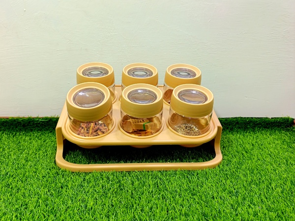 Spice Jars with stand (cream) (مصالحہ بکس) img