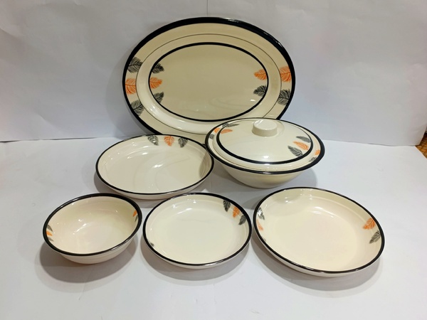 Dinner Set Melamine 6-Person Black+Orange img